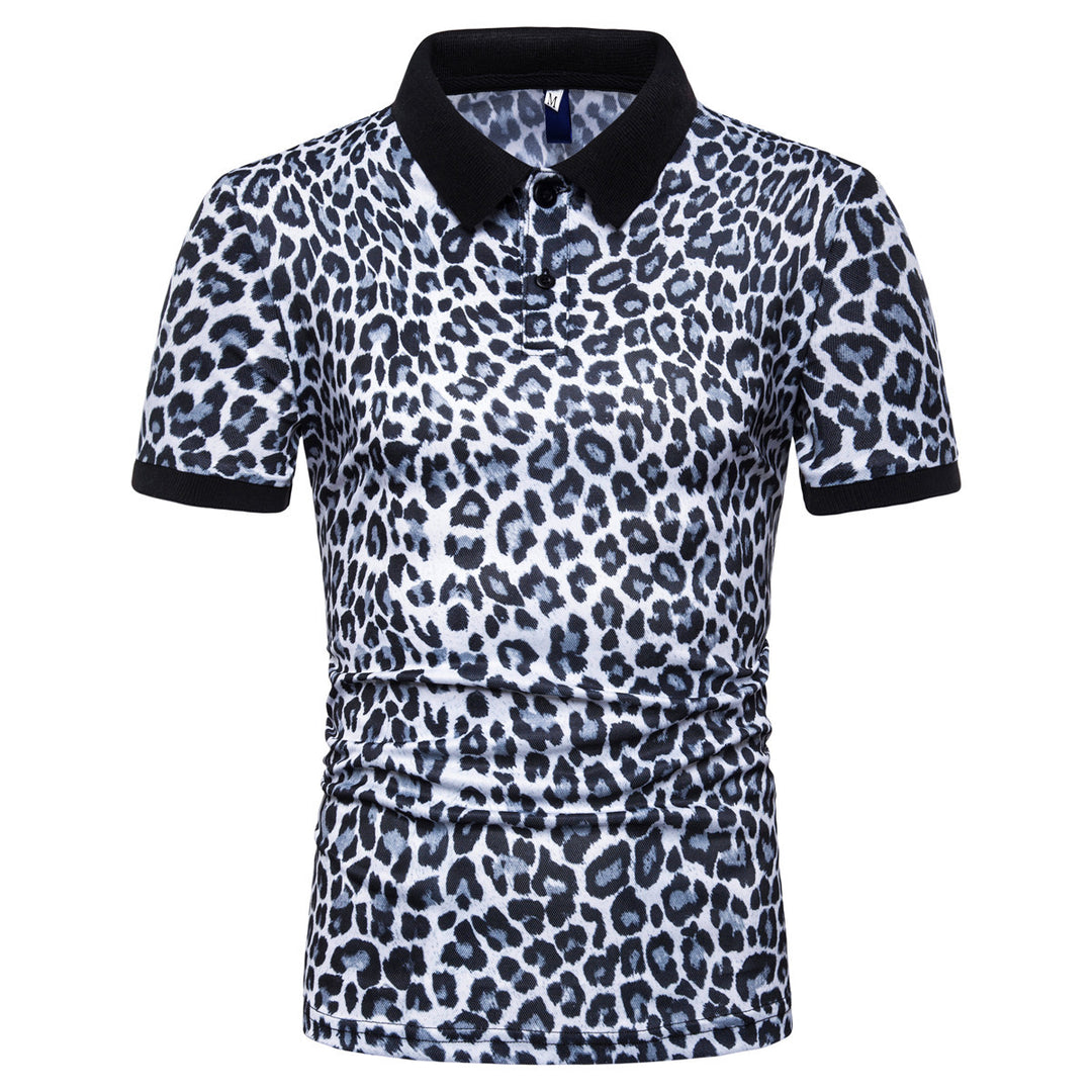 Herren Polo-Shirt mit aufregendem Leopardenmuster und modernem Schnitt EB