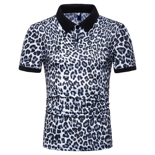 Herren Polo-Shirt mit aufregendem Leopardenmuster und modernem Schnitt EB