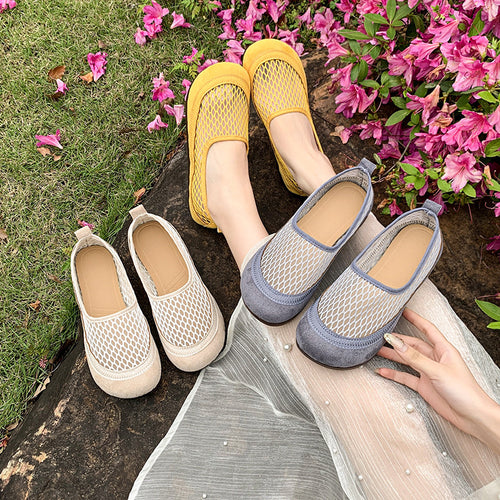 Damen Atmungsaktive Ballerinas mit elastischem Netzdesign EB