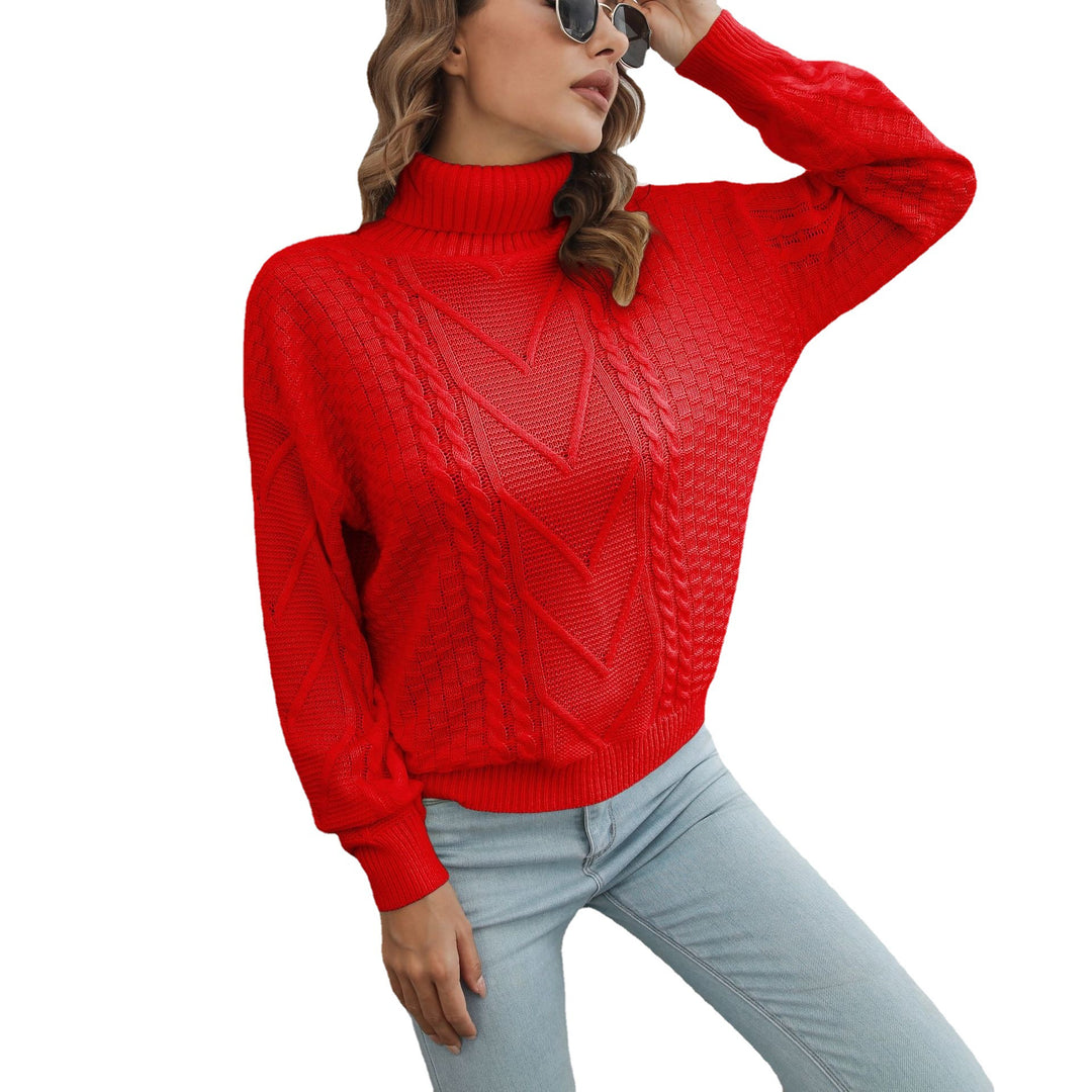 Damen Strickpullover mit strukturiertem Zopfmuster und Rollkragen EB