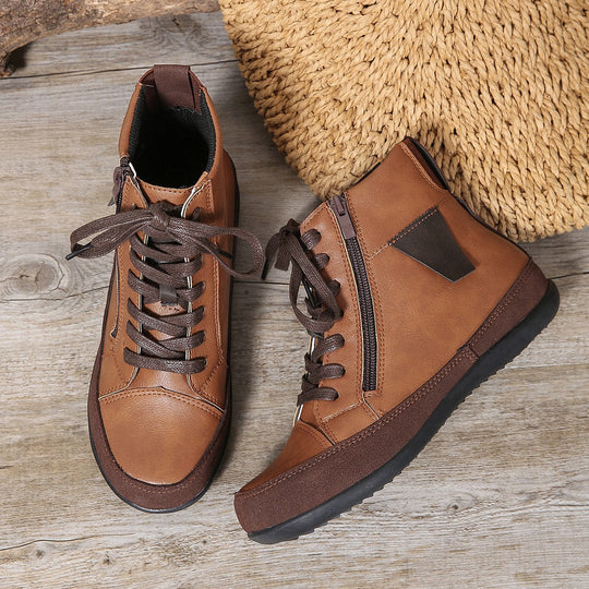 Damen  hochgeschnittene Freizeit-Sneaker-Stiefelette mit seitlichem Reißverschluss gepolstertem Fußbett und rutschfester Gummisohle EB
