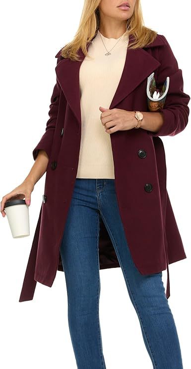 Damen Trenchcoat mit asymmetrischem Saum und breitem Kragen EB