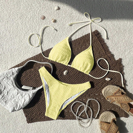 Damen Triangel-Bikini mit strukturiertem Oberteil und verstellbaren Trägern EB