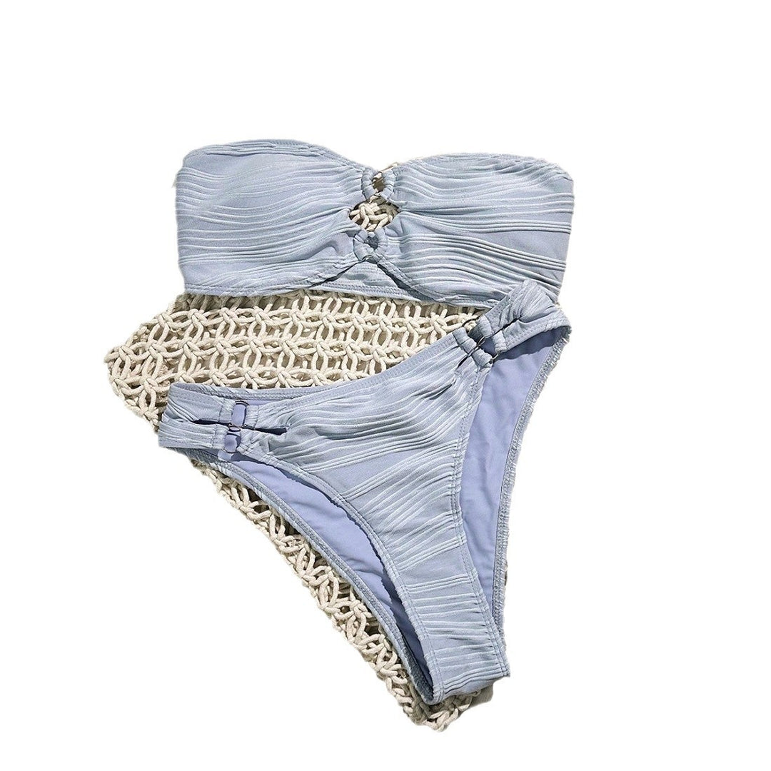 Damen Bandeau-Bikini-Set mit raffinierten Falten EB