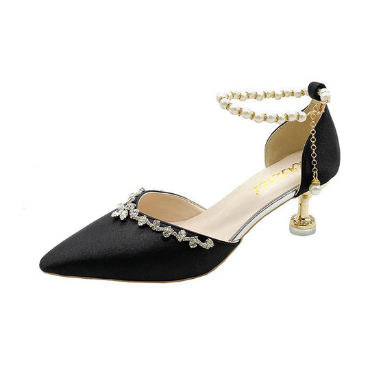 Damen elegante spitze Pumps mit Schmuckakzenten EB