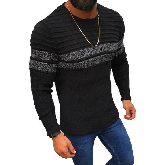 Herren Strickpullover mit strukturiertem Wellenmuster und modischem Farbdesign EB