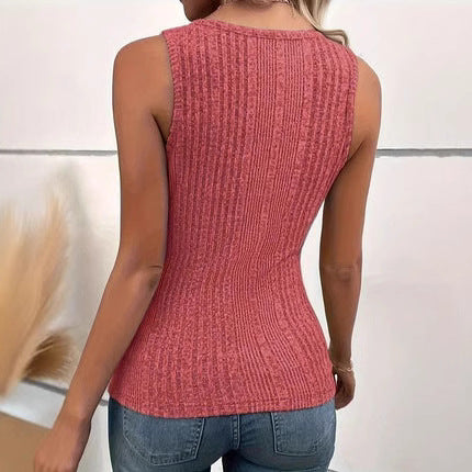 Damen Tanktop mit Knopfdetails und strukturiertem Design EB