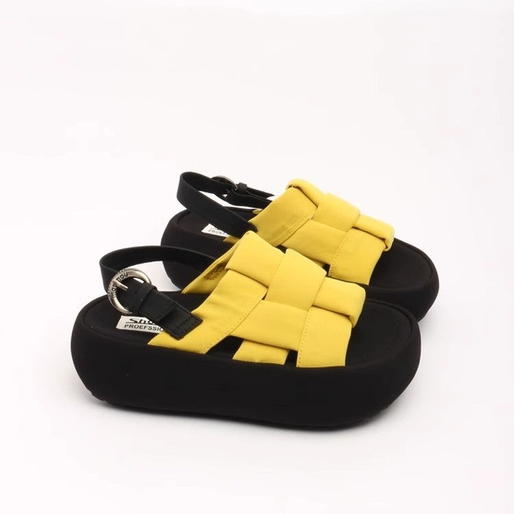 Damen modische Plateau-Sandalen mit elegantem Kreuzriemen und komfortablem Fußbett EB