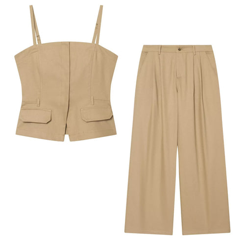 Damen elegante weit geschnittene Hochbundhose mit praktischen Taschen EB