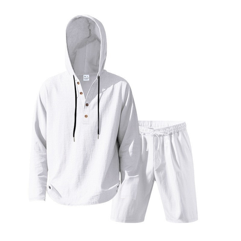 Herren lässiges Kapuzenshirt mit kurzer Hose im entspannten Stil EB