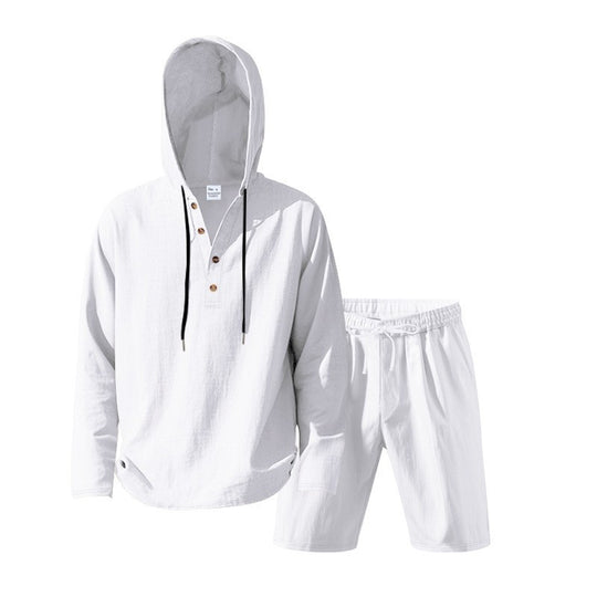Herren lässiges Kapuzenshirt mit kurzer Hose im entspannten Stil EB