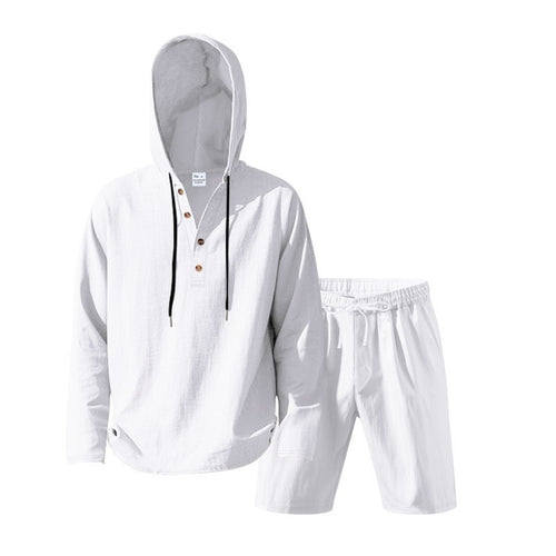 Herren lässiges Kapuzenshirt mit kurzer Hose im entspannten Stil EB