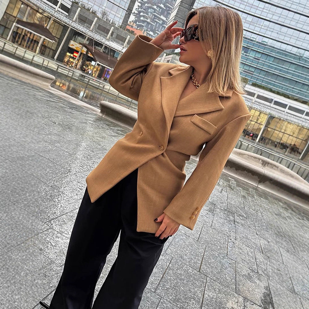Damen Elegante oversized Blazerjacke mit Knopfdetails und zeitgemäßer Silhouette EB