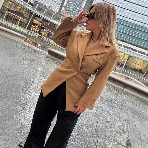 Damen Elegante oversized Blazerjacke mit Knopfdetails und zeitgemäßer Silhouette EB
