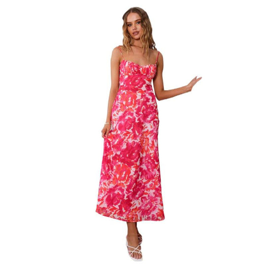 Damen Maxikleid mit Volantoberteil und verstellbaren Trägern EB