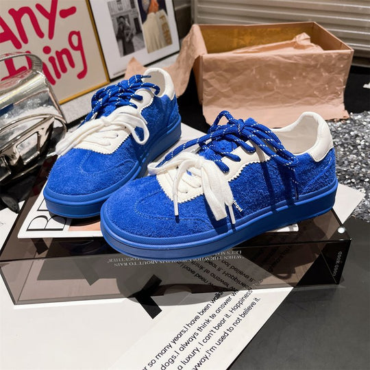 Damen modische Sneakers mit geflochtenem Obermaterial und kontrastierenden Schnürsenkeln EB