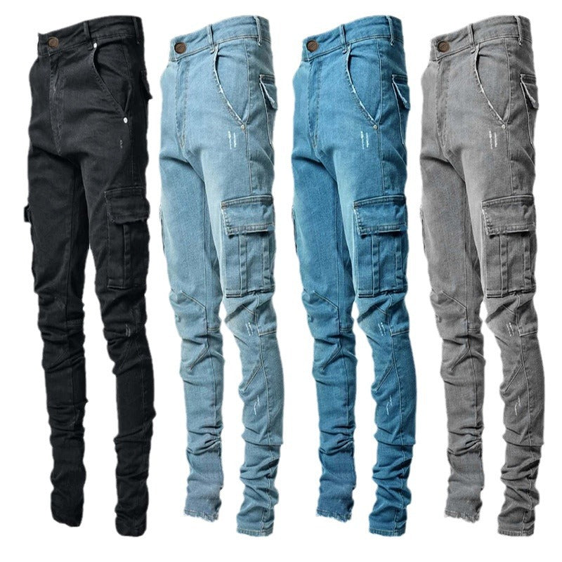 Herren Cargo-Denim-Hose im modernen Slim Fit mit praktischen Seitentaschen EB