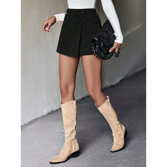 Damen Minirock mit asymmetrischem Schnitt und Knopfdetails EB