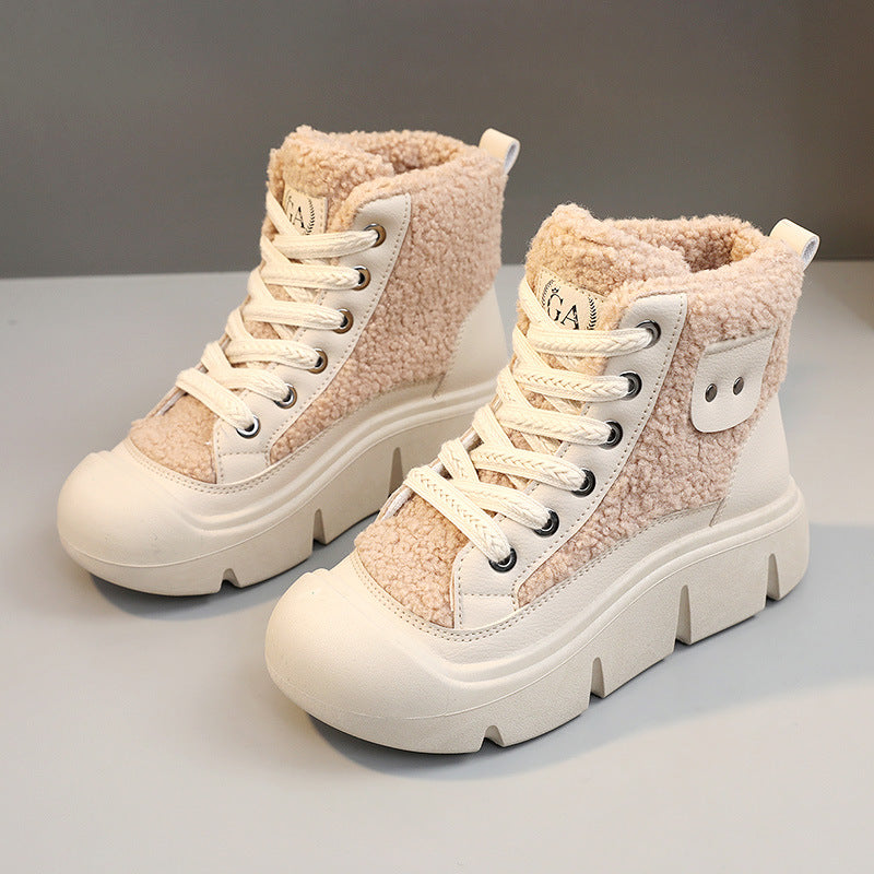 Damen modische High-Top Sneakers mit kuscheligem Innenfutter EB