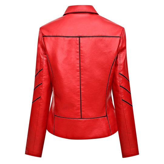 Damen modische Kunstlederjacke mit schicker Zipp-Detailierung EB