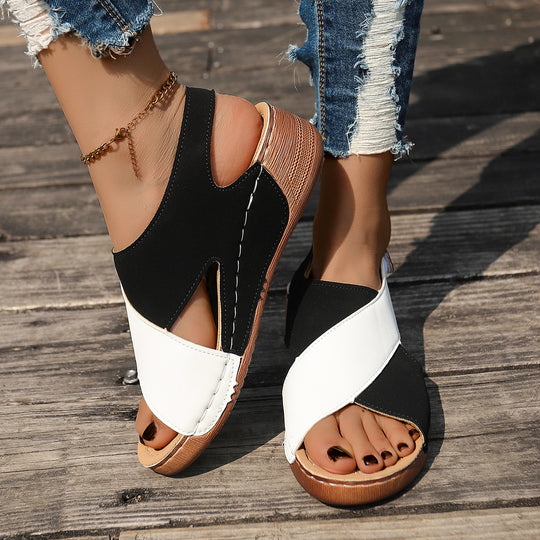 Damen Wedge-Pantoletten mit elegantem Kreuzriemen und rutschfester Sohle EB