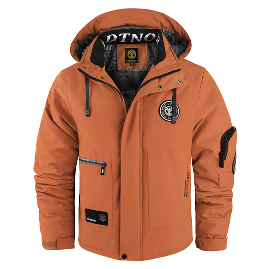 Herren nan wattierte Wind- und Wetterjacke mit Kapuze und multifunktionalen Utility-Taschen EB