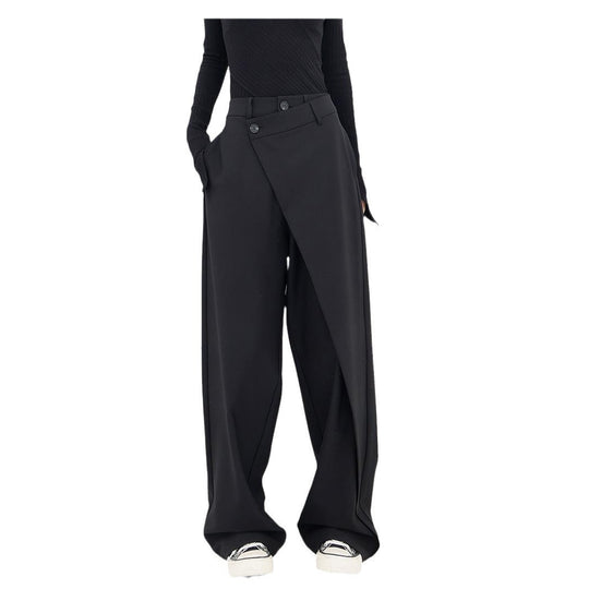 Damen elegante weit geschnittene Palazzo-Hose mit asymmetrischen Schnittdetails EB