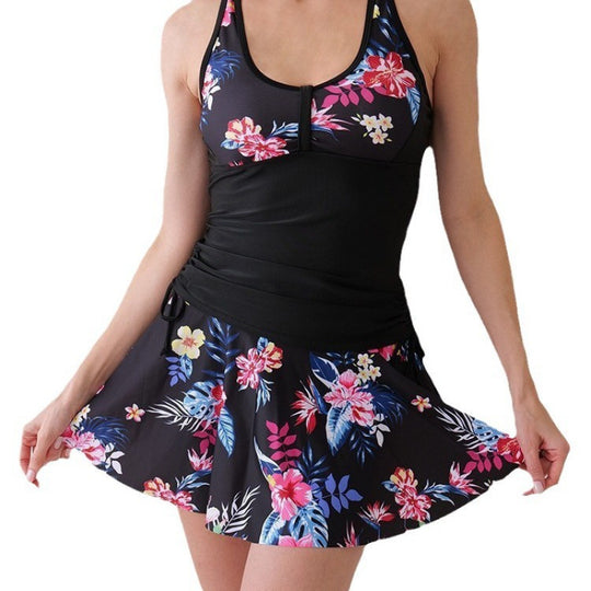 Damen Tankini-Set mit floralem Rock und figurformendem Oberteil EB
