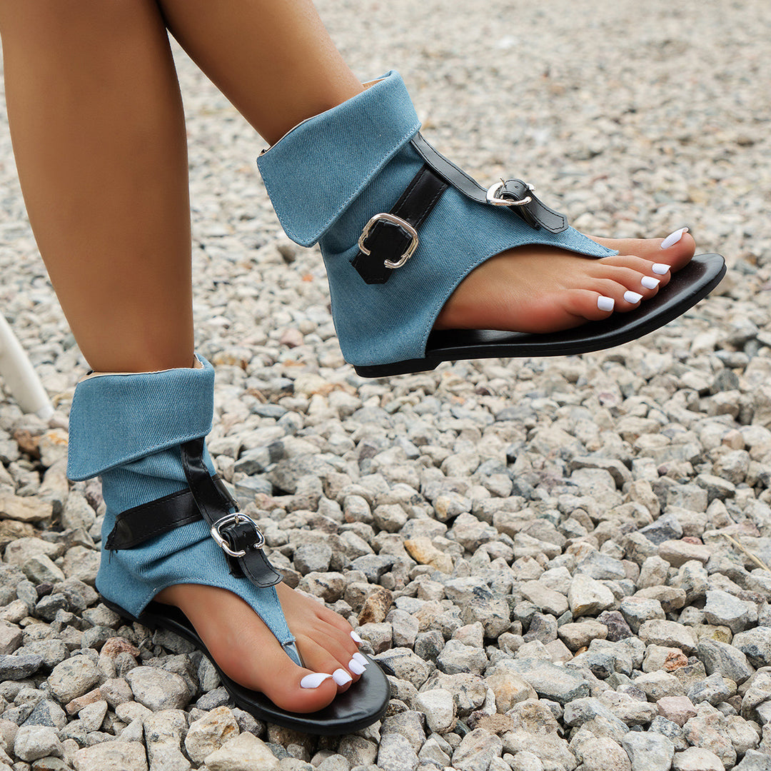 Damen moderne Zehentrenner-Sandalen mit modischem Riemen-Design EB
