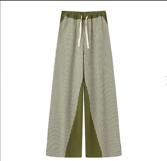 Damen Elegante und lässige Palazzohose mit gestreiftem Design EB