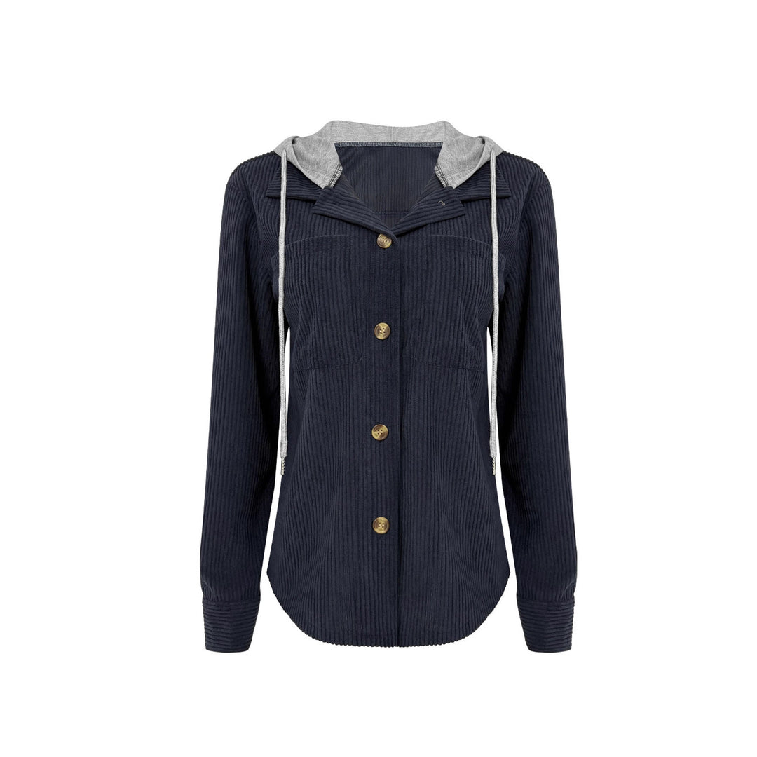 Damen Strukturierte Hemdjacke mit Kapuze und praktischen Taschen EB