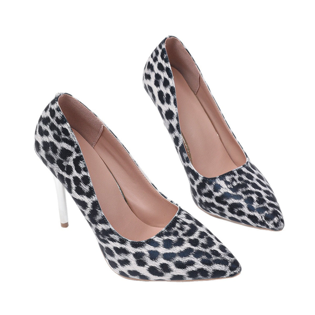 Damen High Heels mit elegantem Leopardenmuster und glänzendem Absatz EB