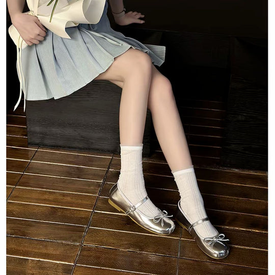 Damen Ballerinas mit elegantem Glanz und verspieltem Schleifen-Detail EB