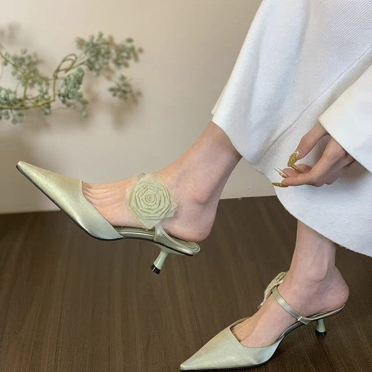 Damen elegante Slingback-Pumps mit floralem Dekor EB