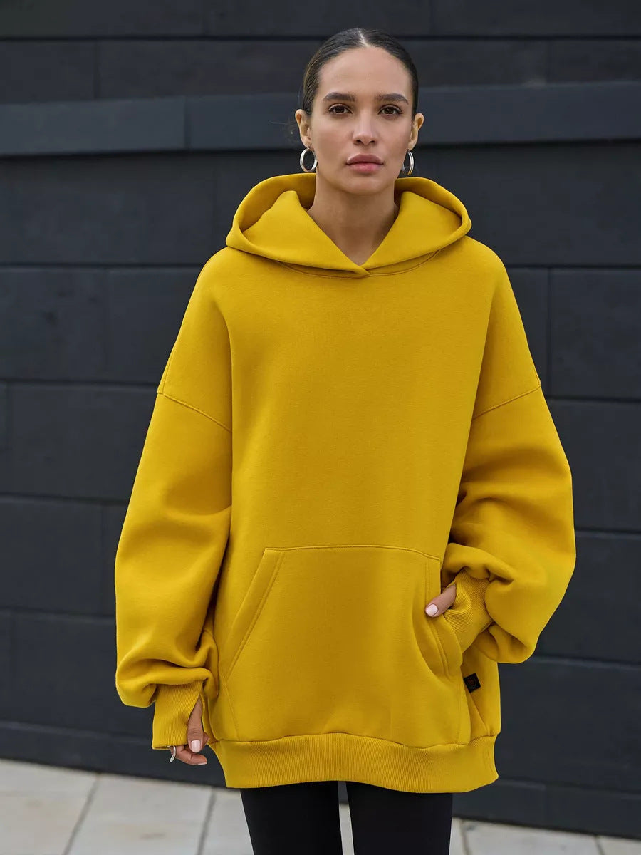 Damen Oversized Kapuzenpullover mit extra weitem Schnitt und Kängurutasche EB