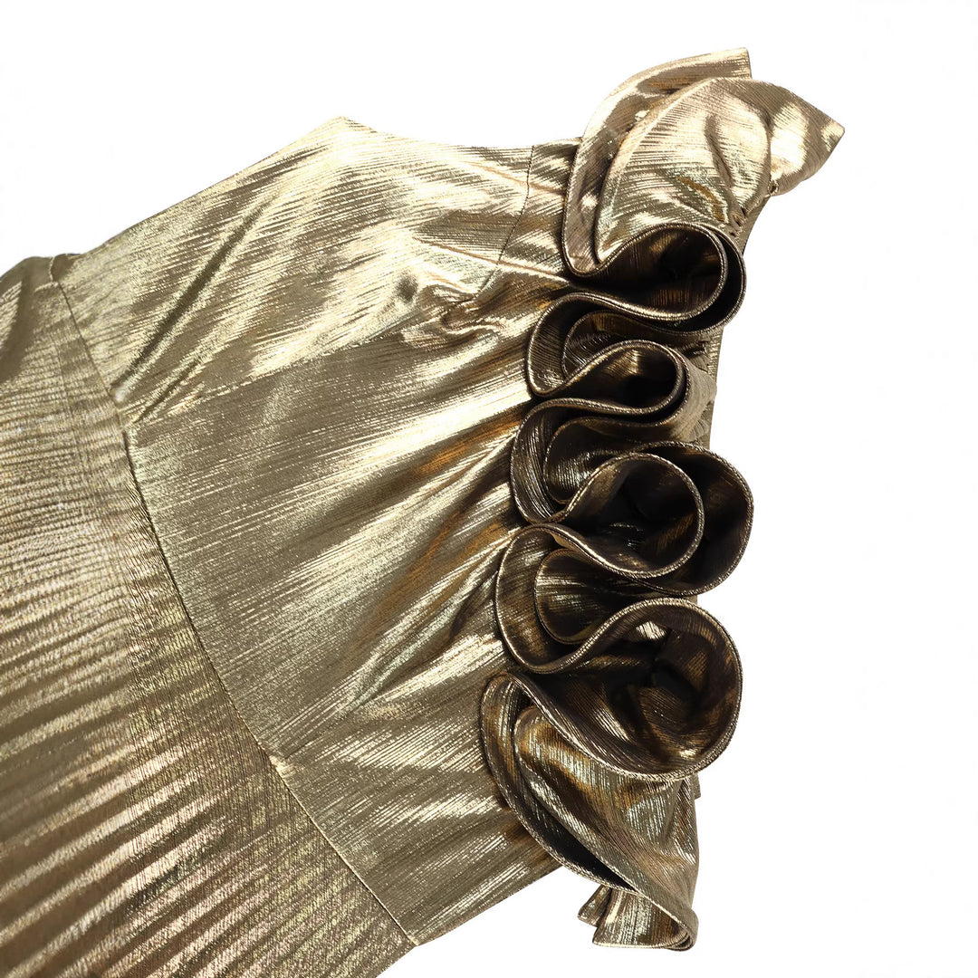 Damen elegantes schimmerndes Abendkleid mit Raffungen EB