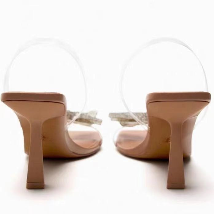 Damen elegante Riemchen-Sandaletten mit funkelndem Schleifen-Detail EB