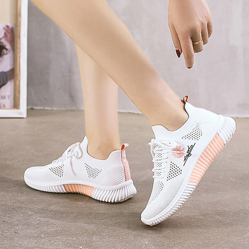 Damen atmungsaktive Freizeitsneaker mit strickartiger Oberflächenstruktur und stabiler Sohle EB