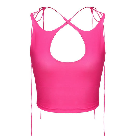 Damen Crop-Top mit einseitigem Cut-Out und trendigen Bändern EB