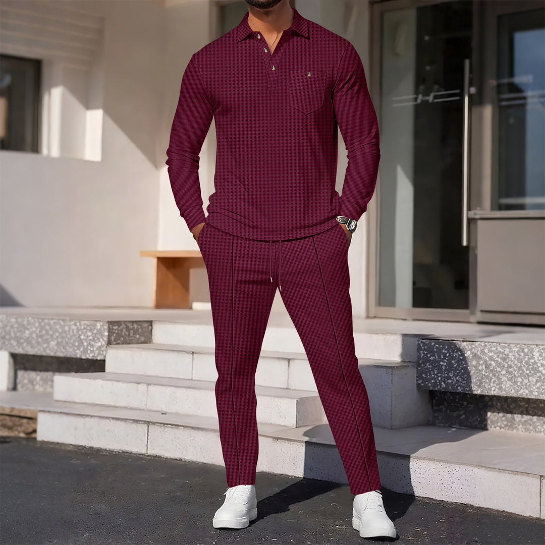 Herren eleganter Freizeitanzug mit strukturiertem Oberteil und modischen Hosen EB