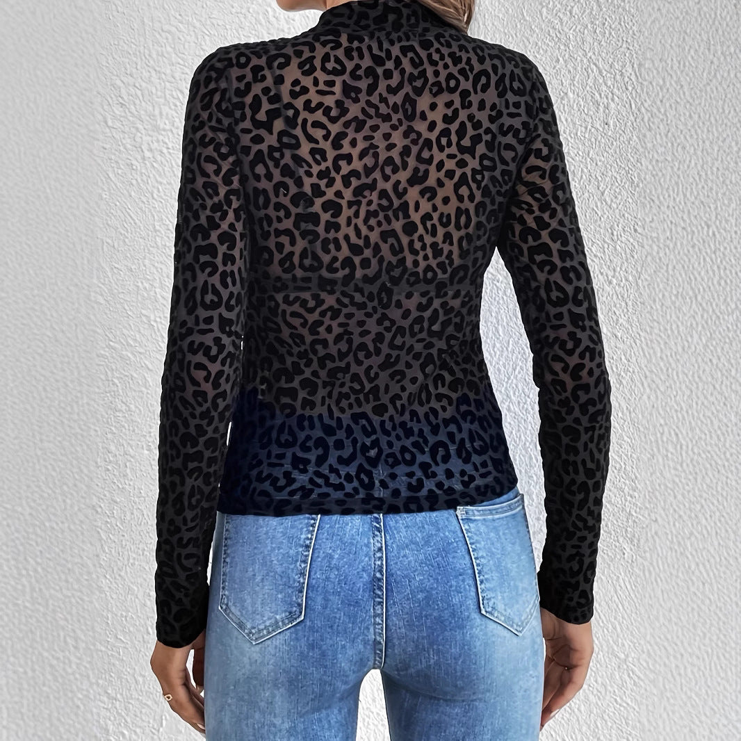 Damen Langarmshirt mit modernem Leopardenmuster EB