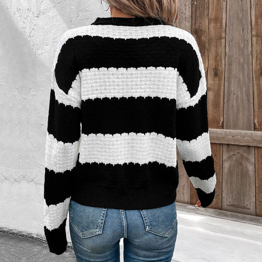 Damen gestreifter Strickpullover EB