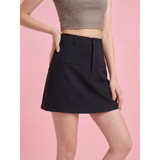 Damen Modischer Minirock mit eleganter Schnittführung und praktischen Taschen EB