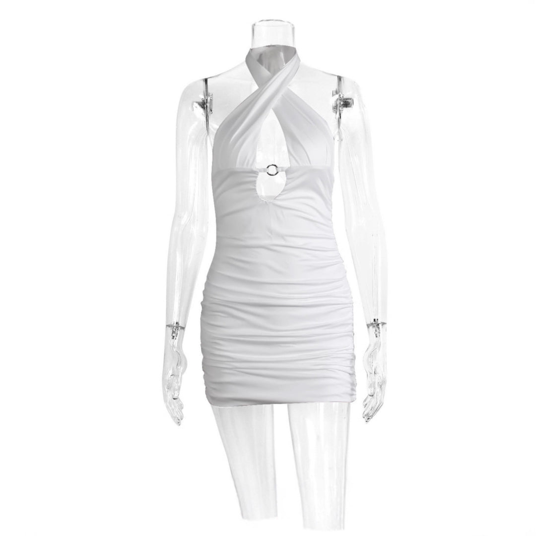 Damen Minikleid mit raffinierten Rüschendetails und verführerischem Ring-Ausschnitt EB
