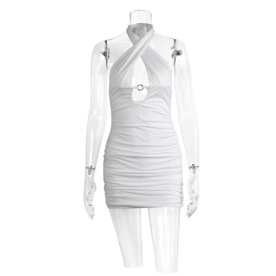 Damen Minikleid mit raffinierten Rüschendetails und verführerischem Ring-Ausschnitt EB
