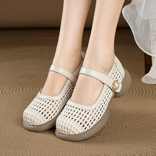 Damen Komfortable Ballerinas mit verziertem Riemen EB