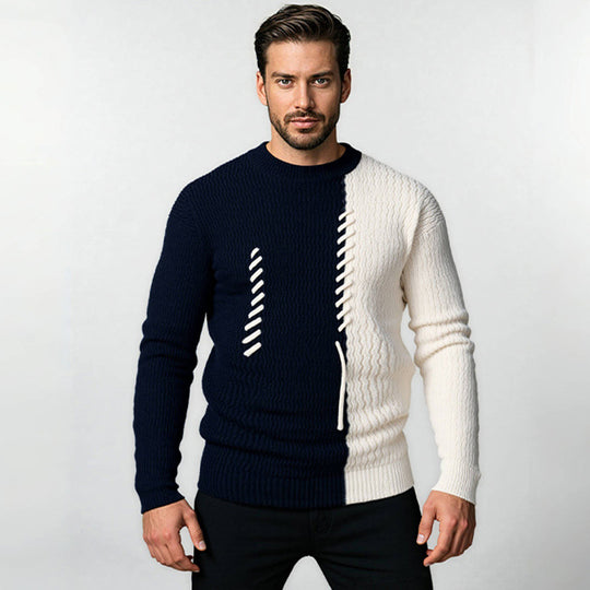 Herren modischer Pullover mit strukturiertem Design und einzigartigen Knotendetails EB