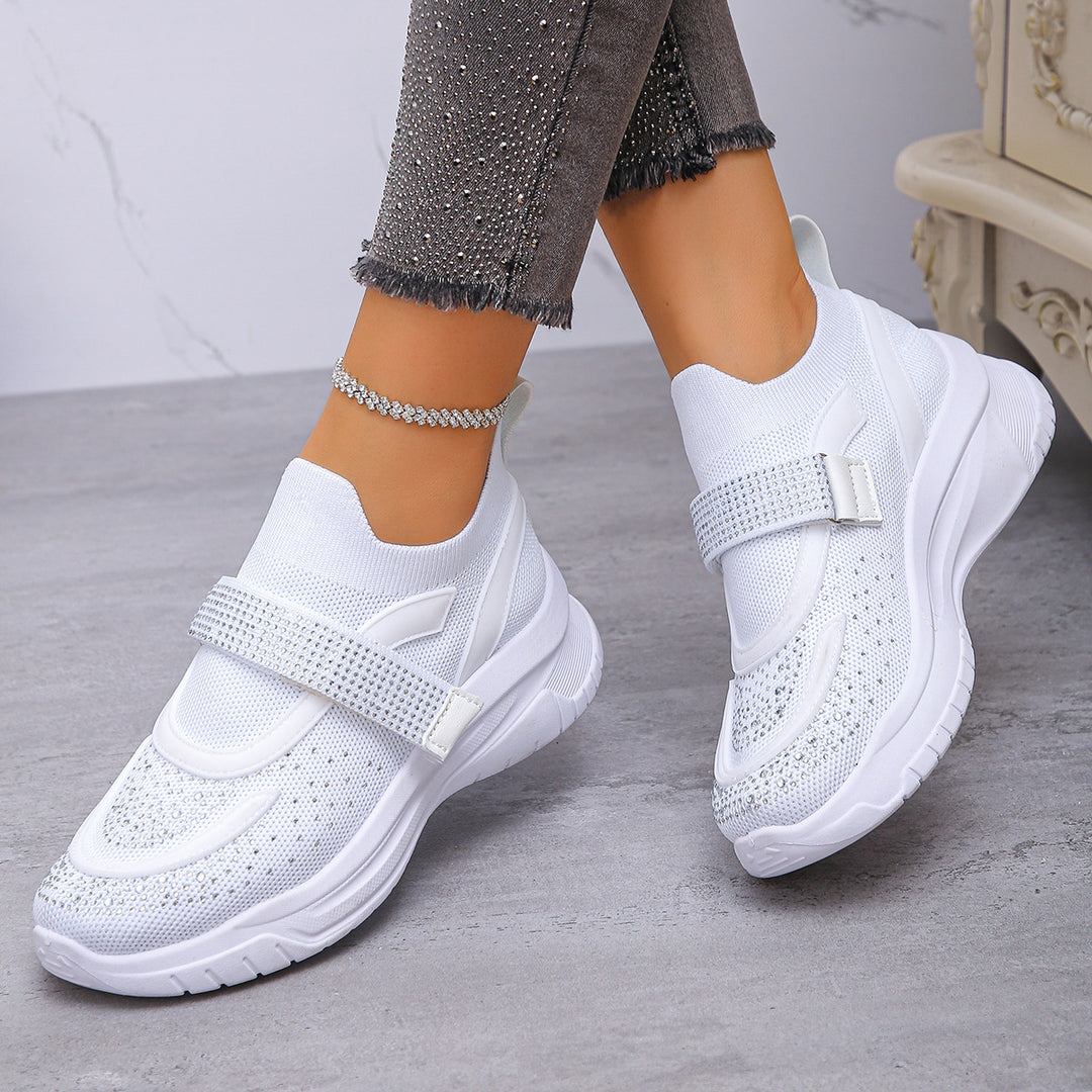 Damen Sportliche Sneakers mit Glitzer-Applikationen EB