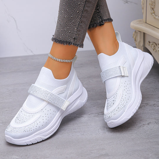 Damen Sportliche Sneakers mit Glitzer-Applikationen EB