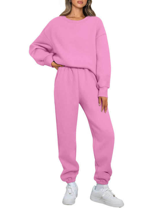 Damen nan gemütliches zweiteiliges Lounge-Set aus French-Terry mit Oversize-Sweatshirt und taillierter Jogginghose EB